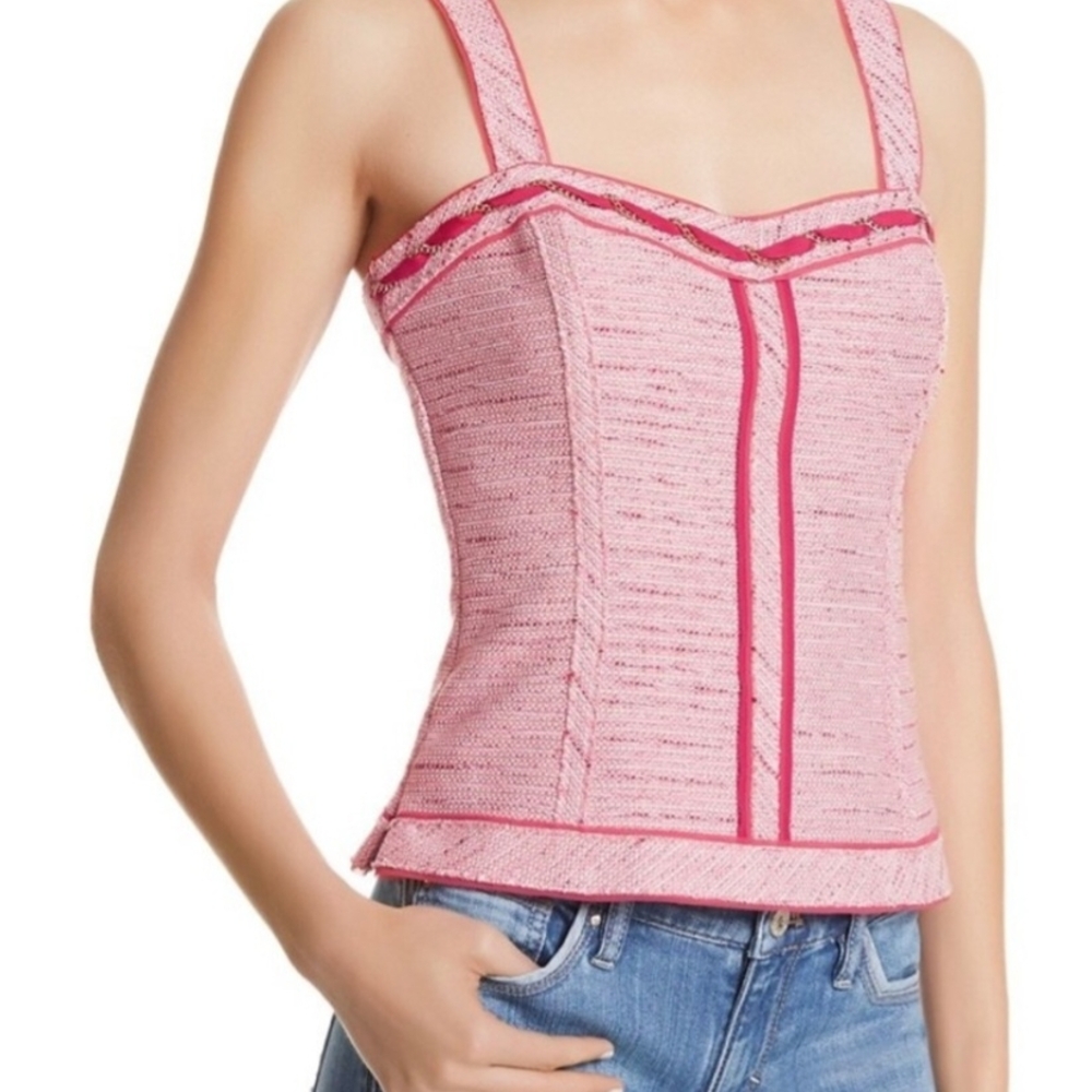 Convertible Sweetheart White House Black Market Pink / Red Twead Bustier Size 10